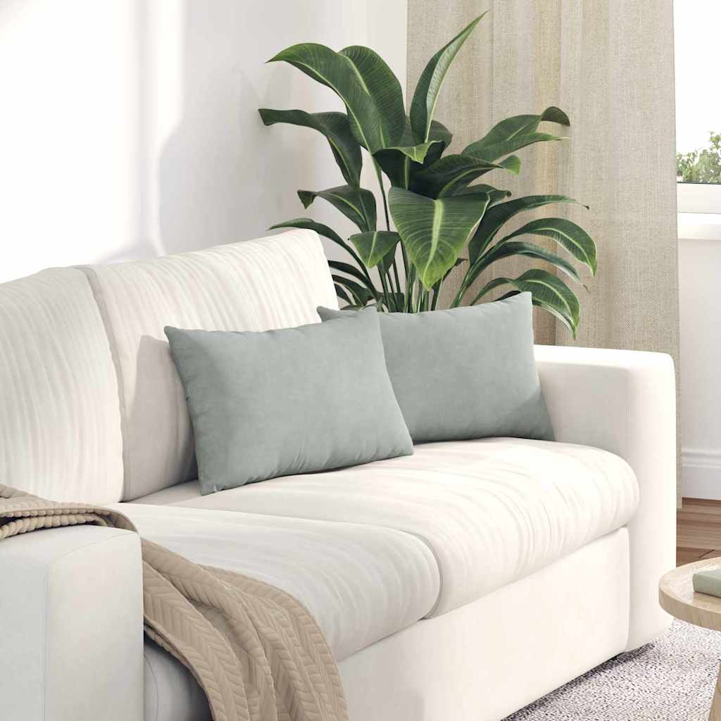 VidaXL coussins de canapé 2 pièces gris clair 50 x 30 cm tissu corde