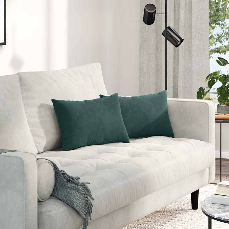VidaXL coussins de canapé, 2 pièces, vert foncé, tissu corde 50 x 30 cm