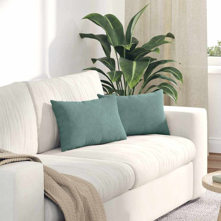 VidaXL coussins de canapé 2 pièces vert d'eau 50 x 30 cm tissu corde