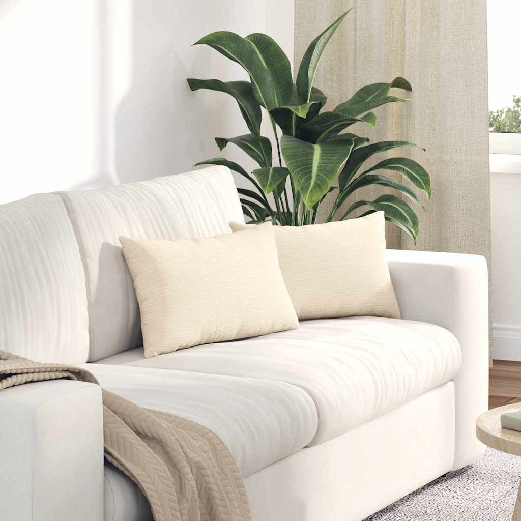 VidaXL coussins de canapé 2 pièces crème 50 x 30 cm tissu corde