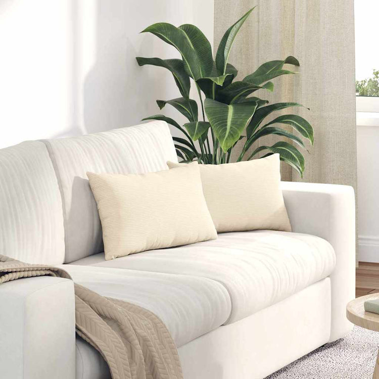 VidaXL coussins de canapé 2 pièces crème 50 x 30 cm tissu corde