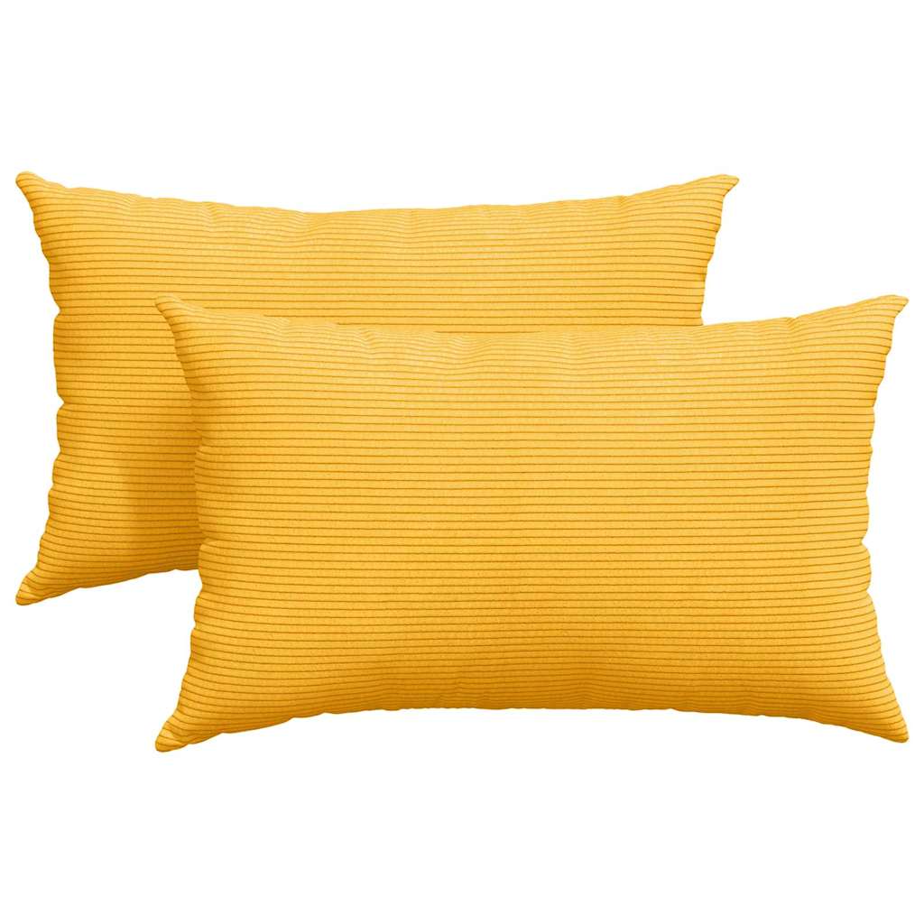 VidaXL coussins de canapé 2 pièces jaune clair 50 x 30 cm tissu corde