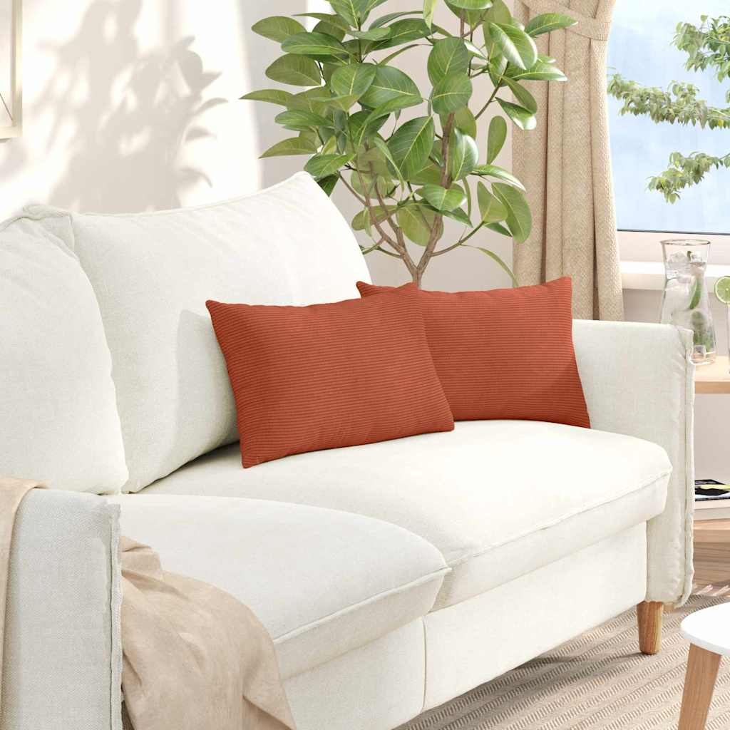 VidaXL coussins de canapé 2 pièces rouge-orange 50 x 30 cm tissu corde