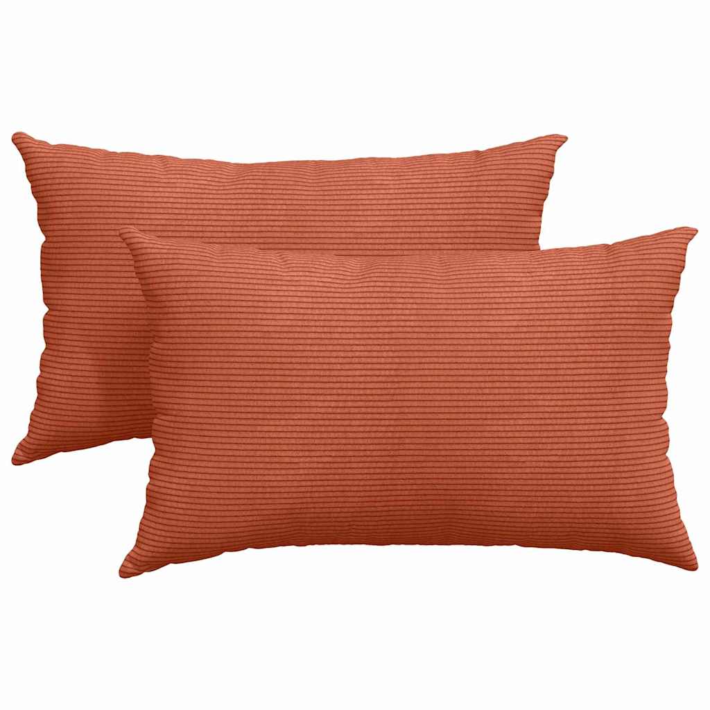 VidaXL coussins de canapé 2 pièces rouge-orange 50 x 30 cm tissu corde