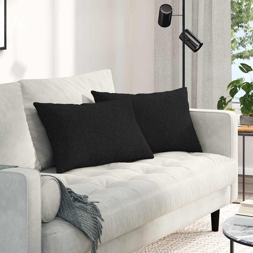 VidaXL coussins de canapé 2 pcs noir 60 x 40 cm tissu