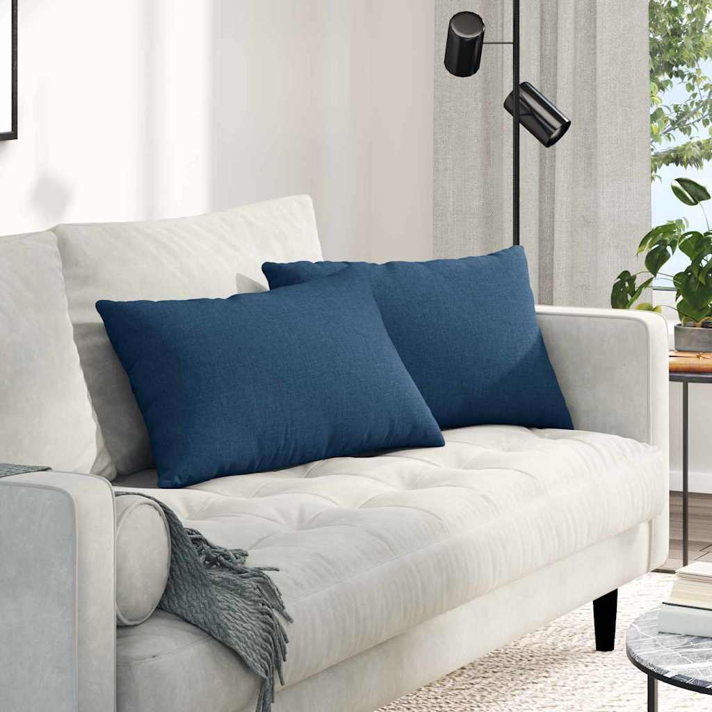 VidaXL coussins de canapé 2 pcs bleu 60 x 40 cm tissu