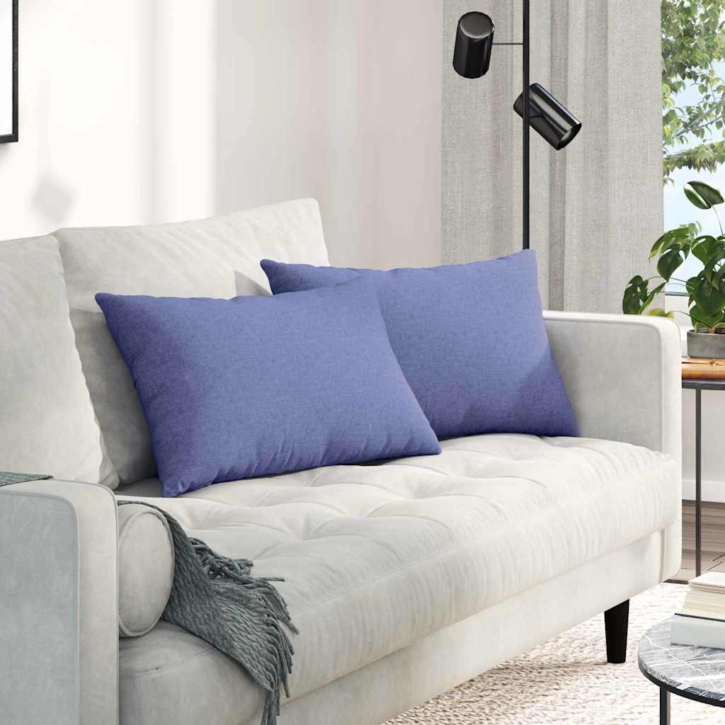 VidaXL coussins de canapé 2 pcs jean bleu 60 x 40 cm tissu