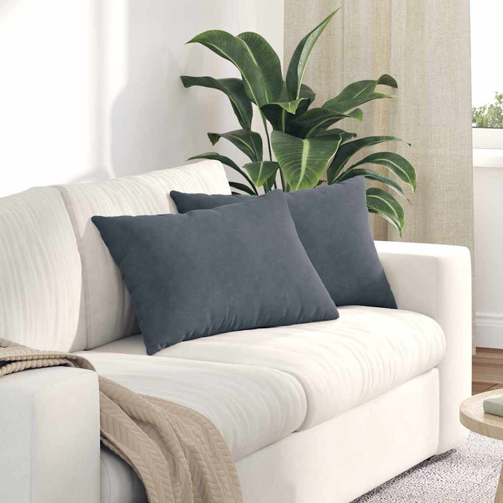 VidaXL coussins de canapé 2 pièces tissu corde gris foncé 60 x 40 cm