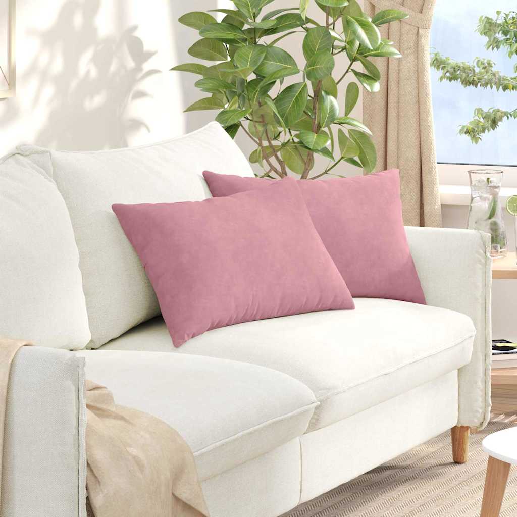 VidaXL coussins de canapé 2 pièces rose 60 x 40 cm tissu corde