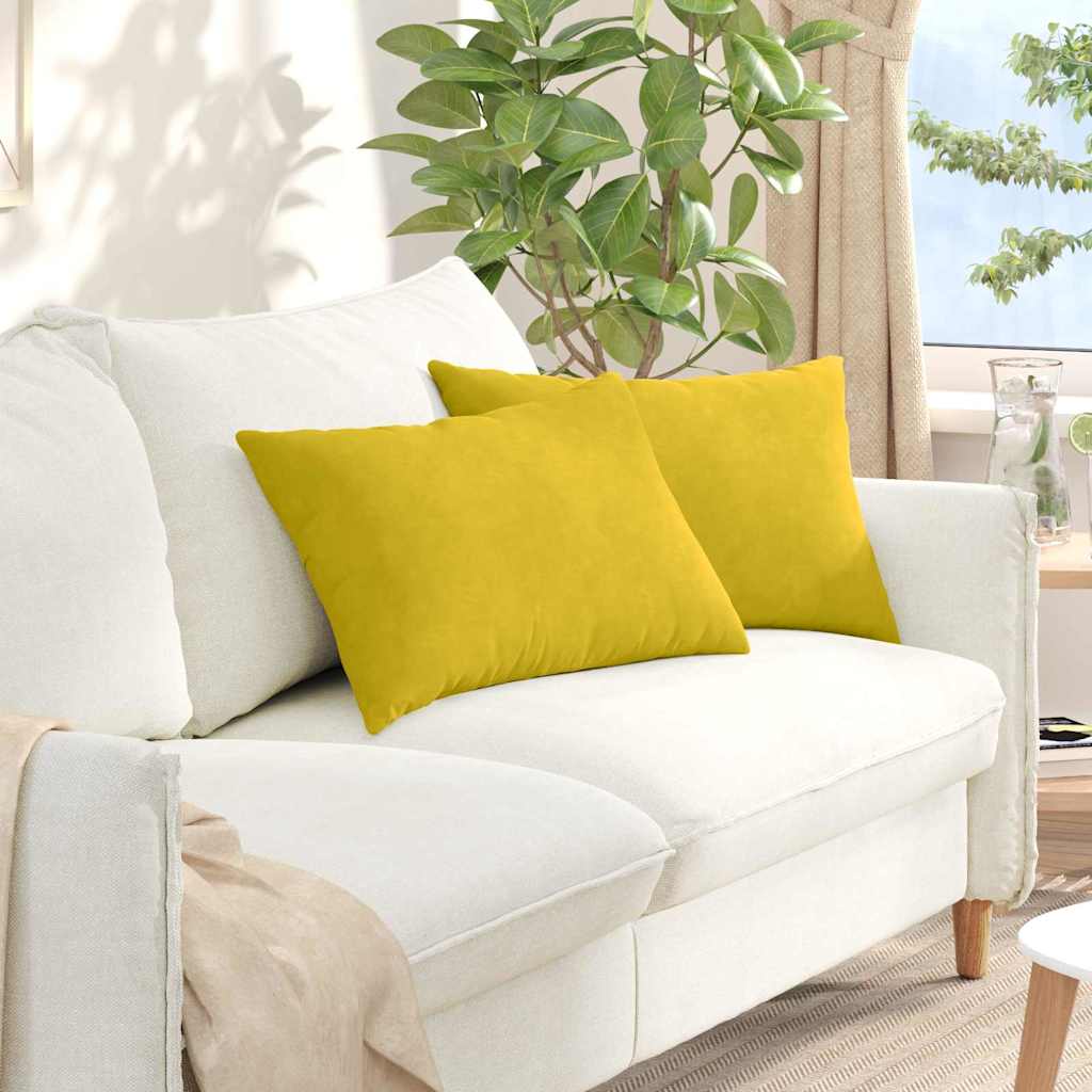 VidaXL coussins de canapé 2 pièces jaune 60 x 40 cm tissu corde