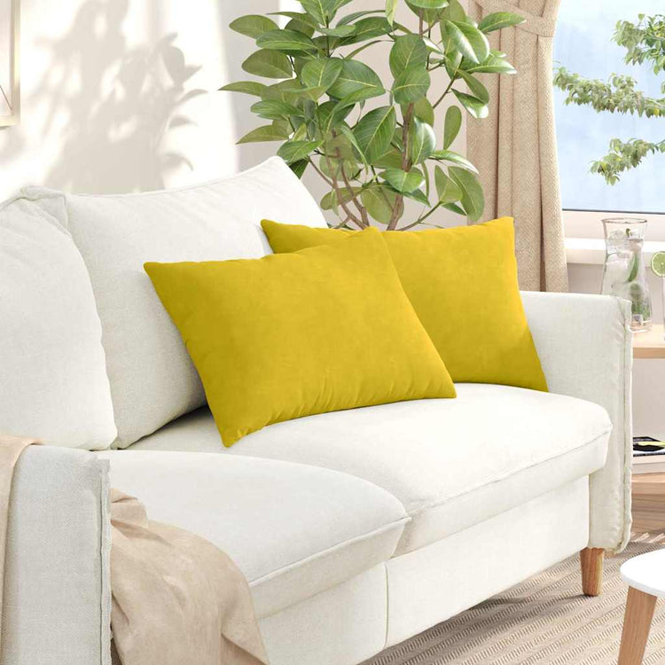 VidaXL coussins de canapé 2 pièces jaune 60 x 40 cm tissu corde