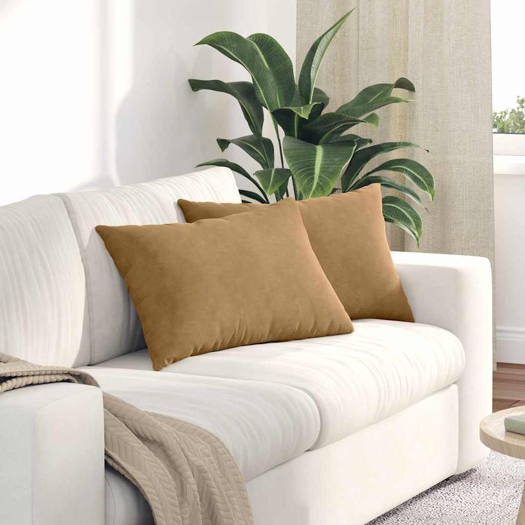 VidaXL coussins de canapé 2 pièces marron 60 x 40 cm tissu corde