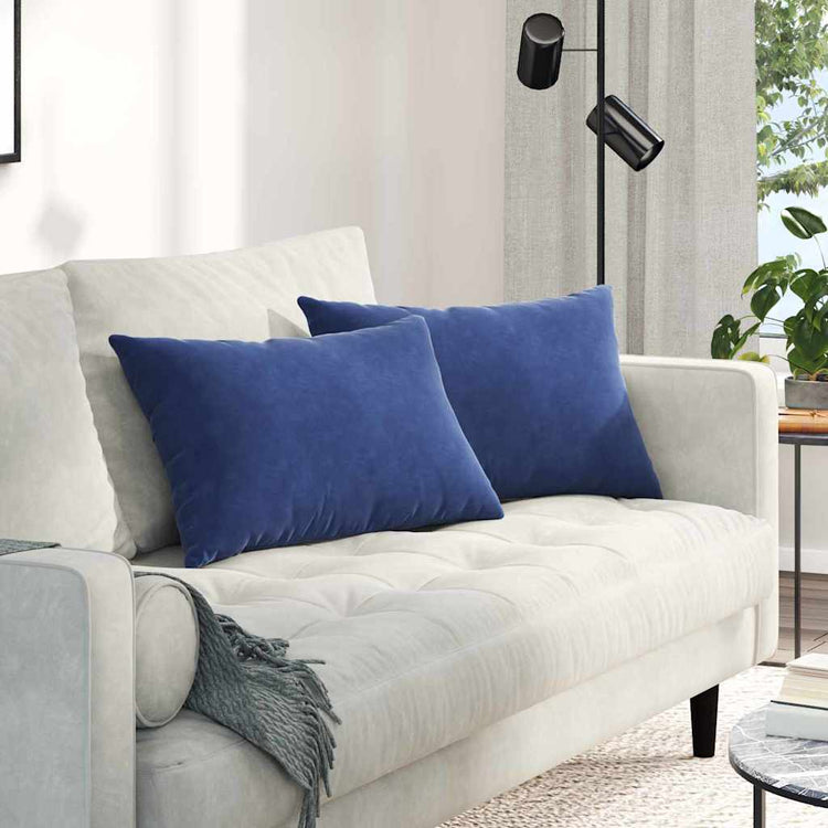 VidaXL coussins de canapé, 2 pièces, bleu police, tissu corde 60 x 40 cm