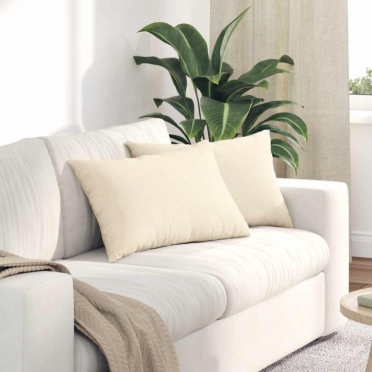 VidaXL coussins de canapé 2 pièces crème 60 x 40 cm tissu corde