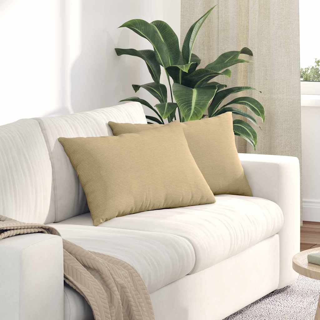 VidaXL coussins de canapé 2 pièces gris vert 60 x 40 cm tissu corde