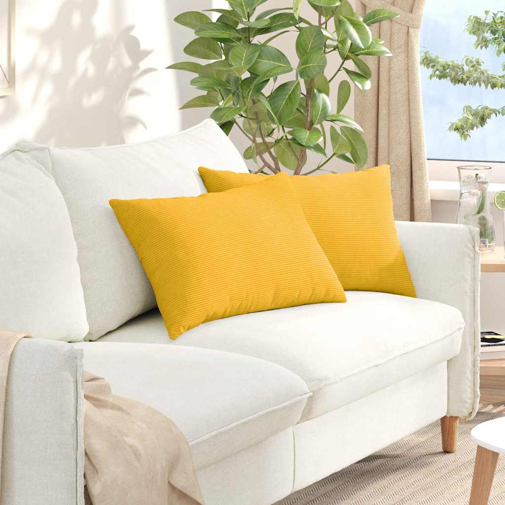 VidaXL coussins de canapé 2 pièces jaune clair 60 x 40 cm tissu corde