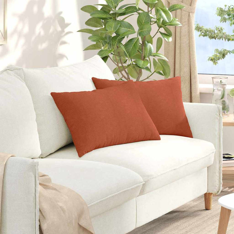 VidaXL coussins de canapé 2 pièces rouge-orange 60 x 40 cm tissu corde