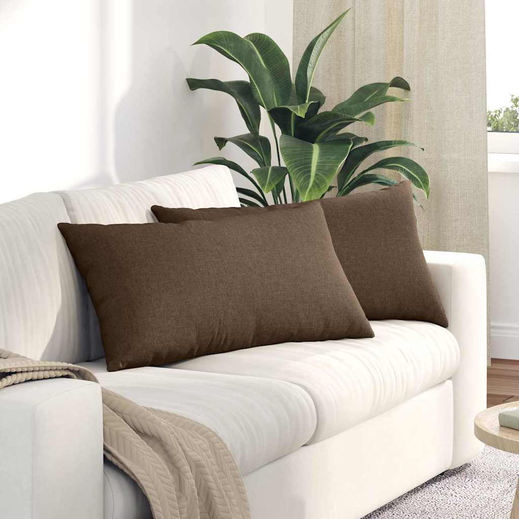 VidaXL coussins de canapé 2 pcs marron 80 x 40 cm tissu