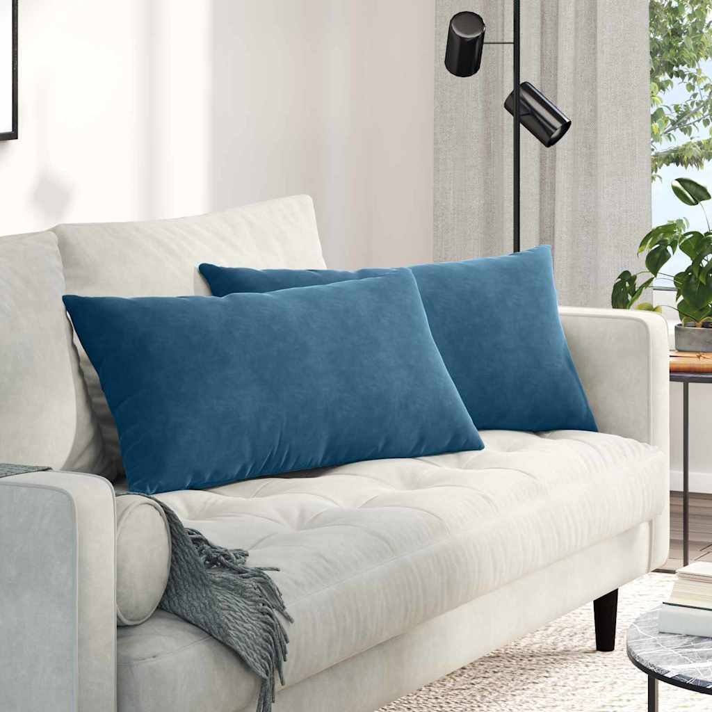 VidaXL coussins de canapé 2 pièces bleu 80 x 40 cm tissu corde