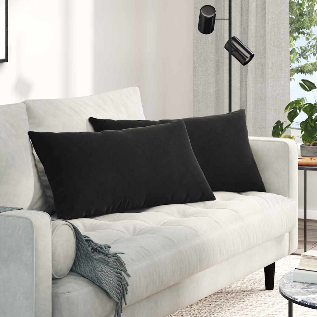 VidaXL coussins de canapé 2 pièces noir 80 x 40 cm tissu corde
