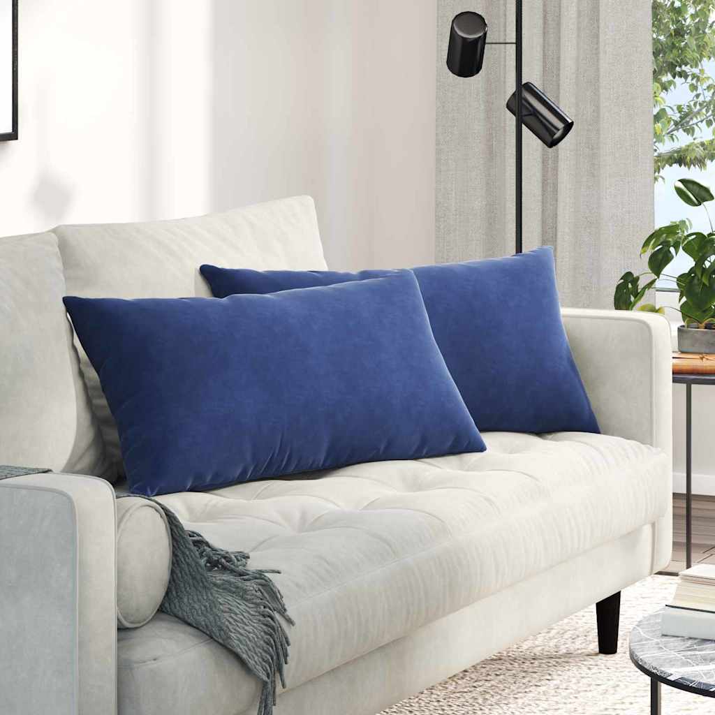 VidaXL coussins de canapé, 2 pièces, bleu police, tissu corde 80 x 40 cm