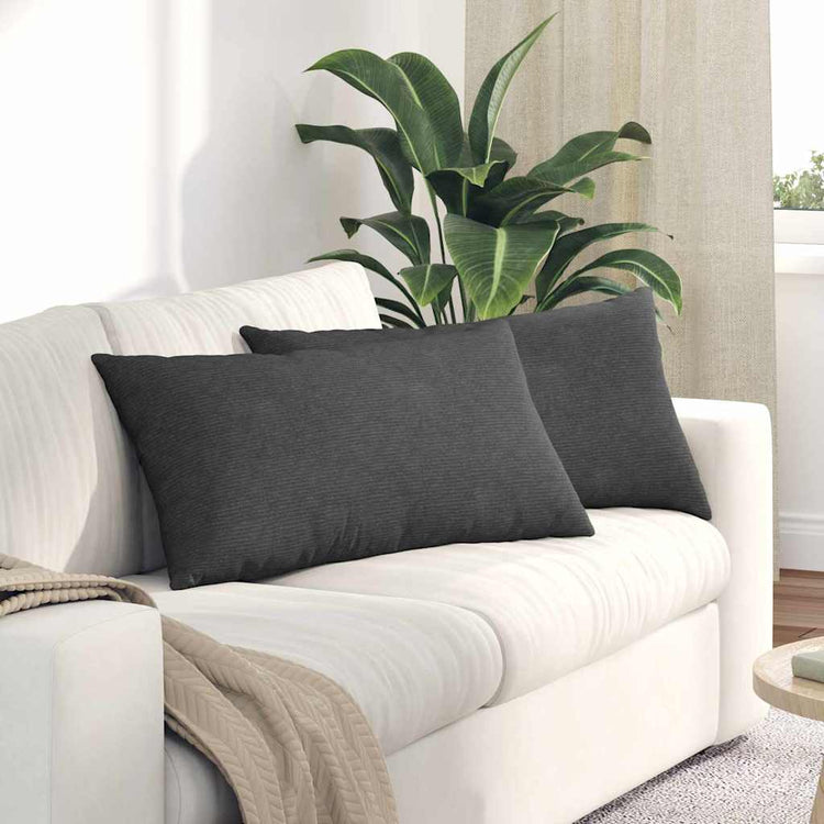 VidaXL coussins de canapé 2 pièces tissu corde gris foncé 80 x 40 cm