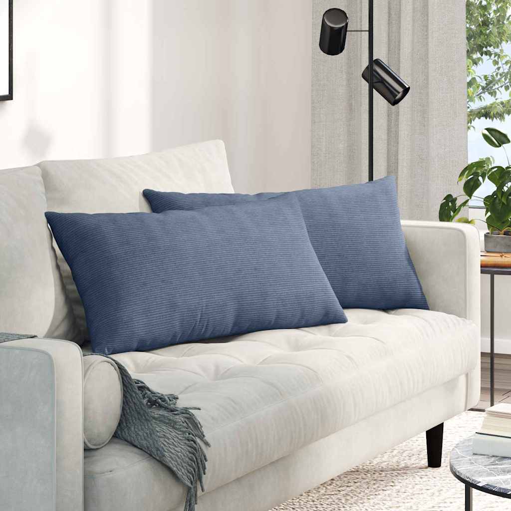 VidaXL coussins de canapé 2 pièces bleu 80 x 40 cm tissu corde