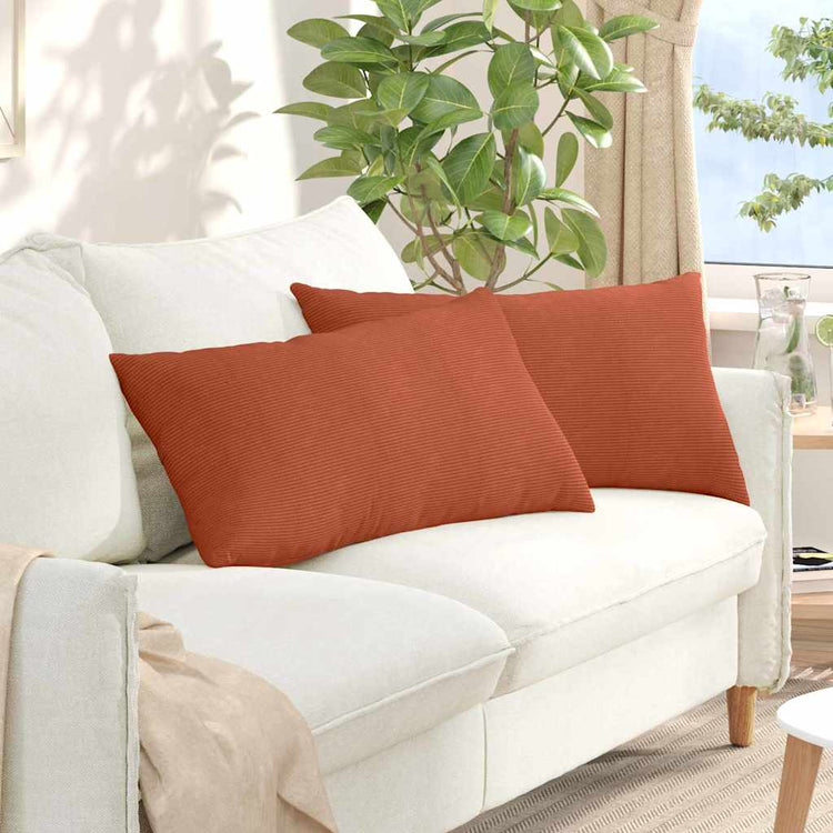 VidaXL coussins de canapé 2 pièces rouge-orange 80 x 40 cm tissu corde