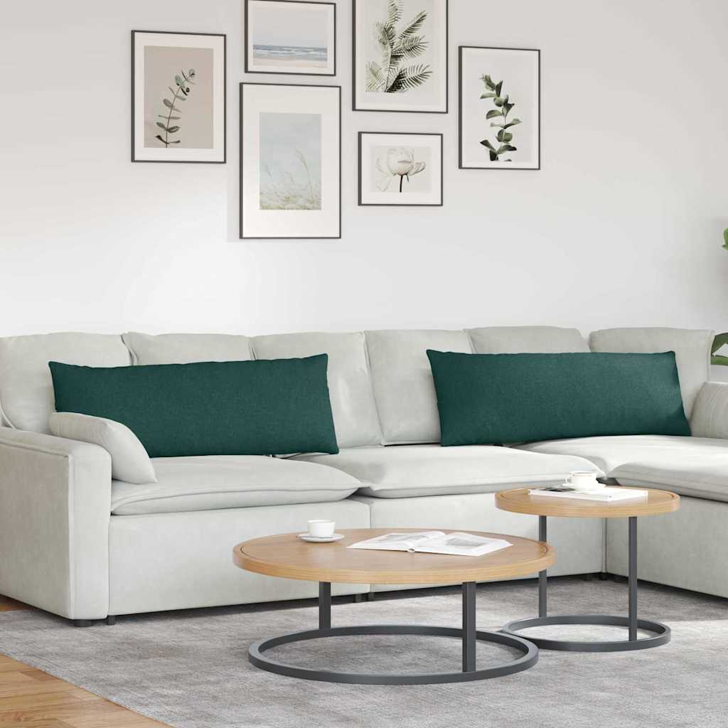 VidaXL coussins de canapé 2 pcs tissu vert foncé 120 x 40 cm