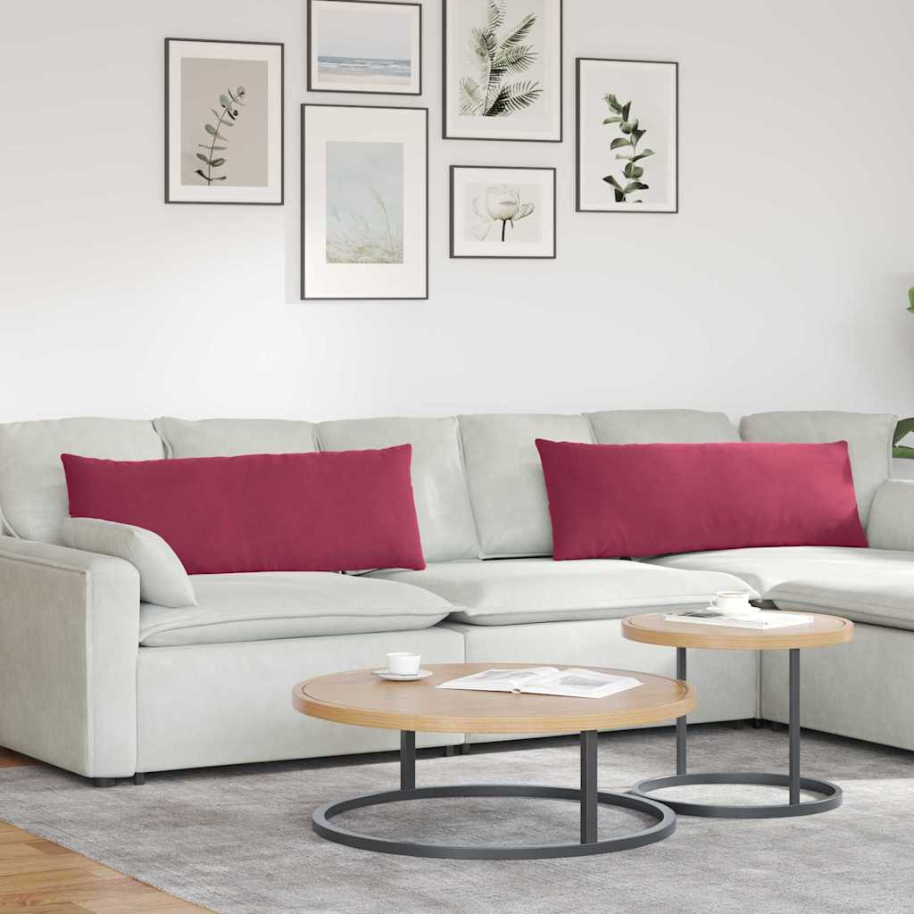 VidaXL coussins de canapé, 2 pièces, bordeaux, tissu corde 120 x 40 cm