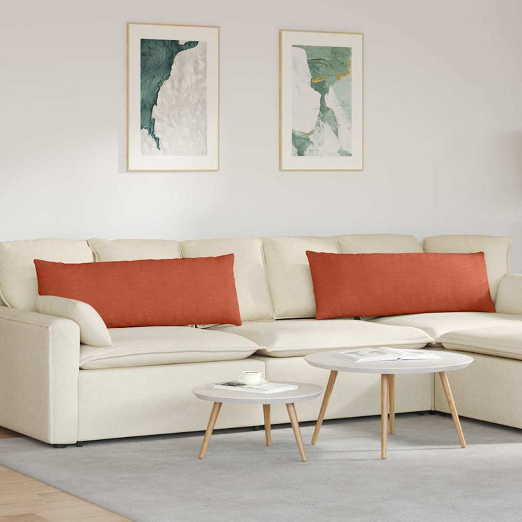 VidaXL coussins de canapé 2 pièces rouge-orange 120 x 40 cm tissu corde