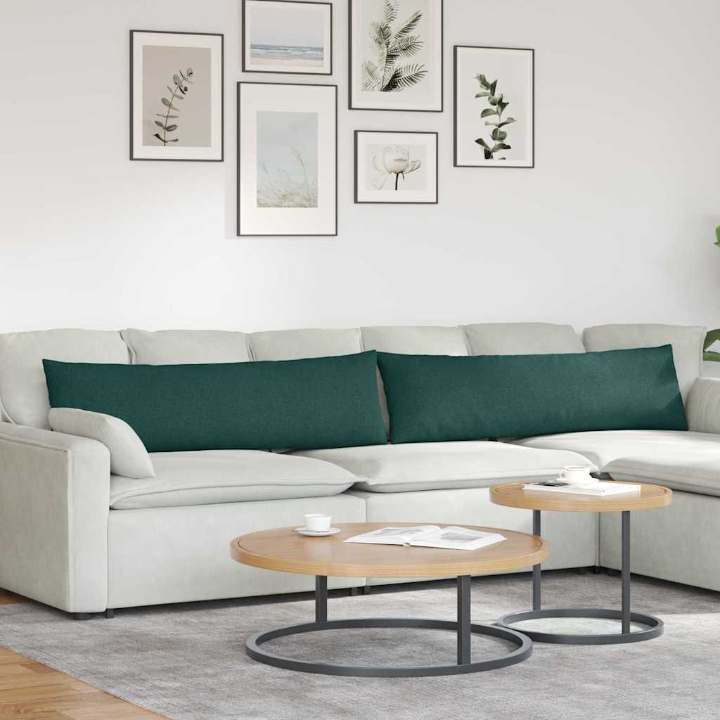 VidaXL coussins de canapé 2 pcs tissu vert foncé 145 x 40 cm