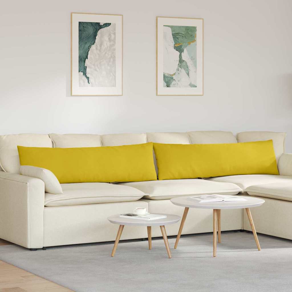 VidaXL coussins de canapé 2 pièces jaune 145 x 40 cm tissu corde