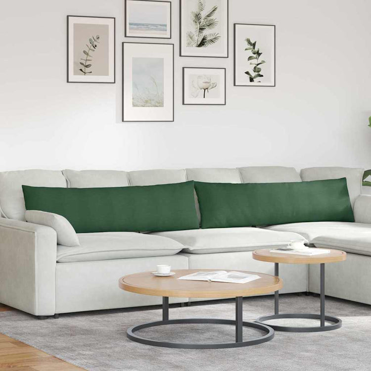 VidaXL coussins de canapé 2 pièces vert foncé 145 x 40 cm tissu corde