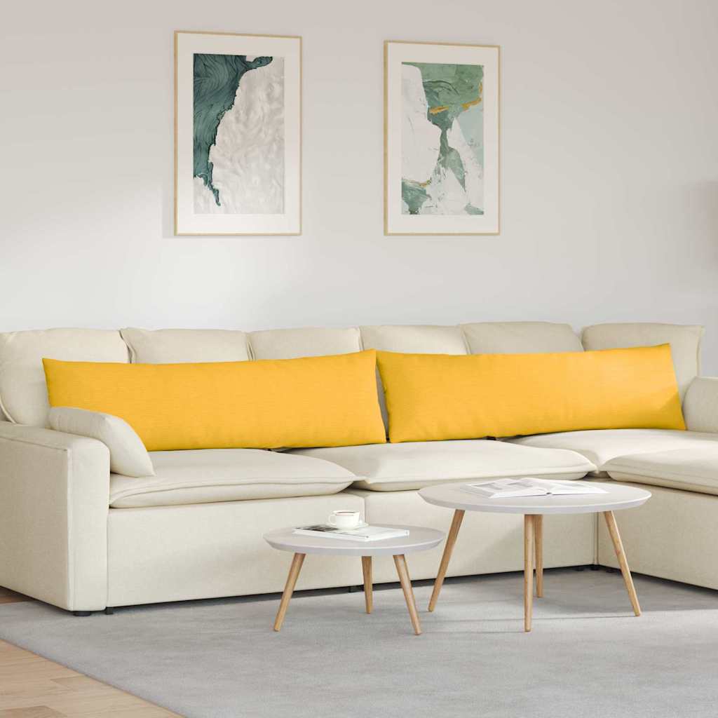 VidaXL coussins de canapé 2 pièces jaune clair 145 x 40 cm tissu corde