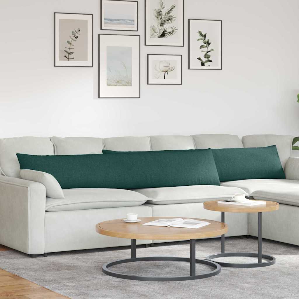 VidaXL coussins de canapé 2 pcs tissu vert foncé 200 x 40 cm