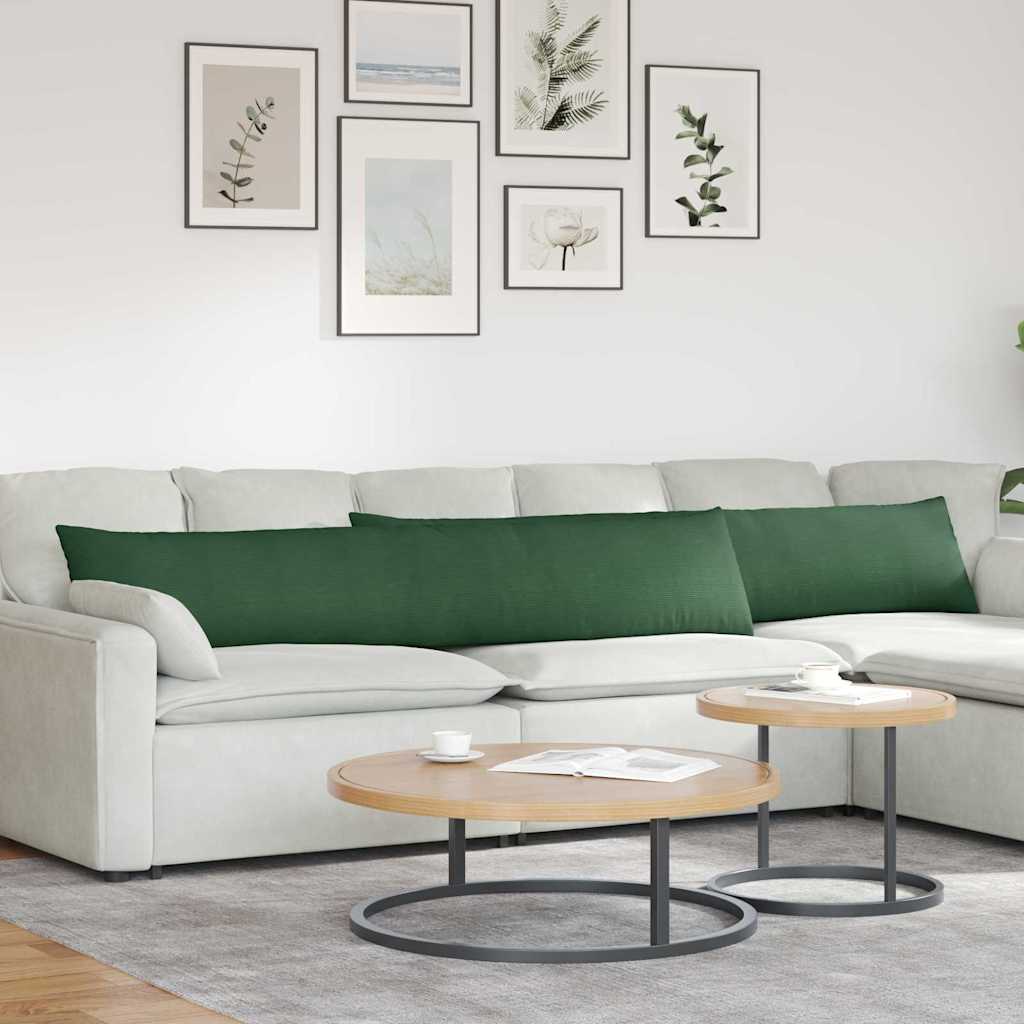 VidaXL coussins de canapé 2 pièces vert foncé 200 x 40 cm tissu corde
