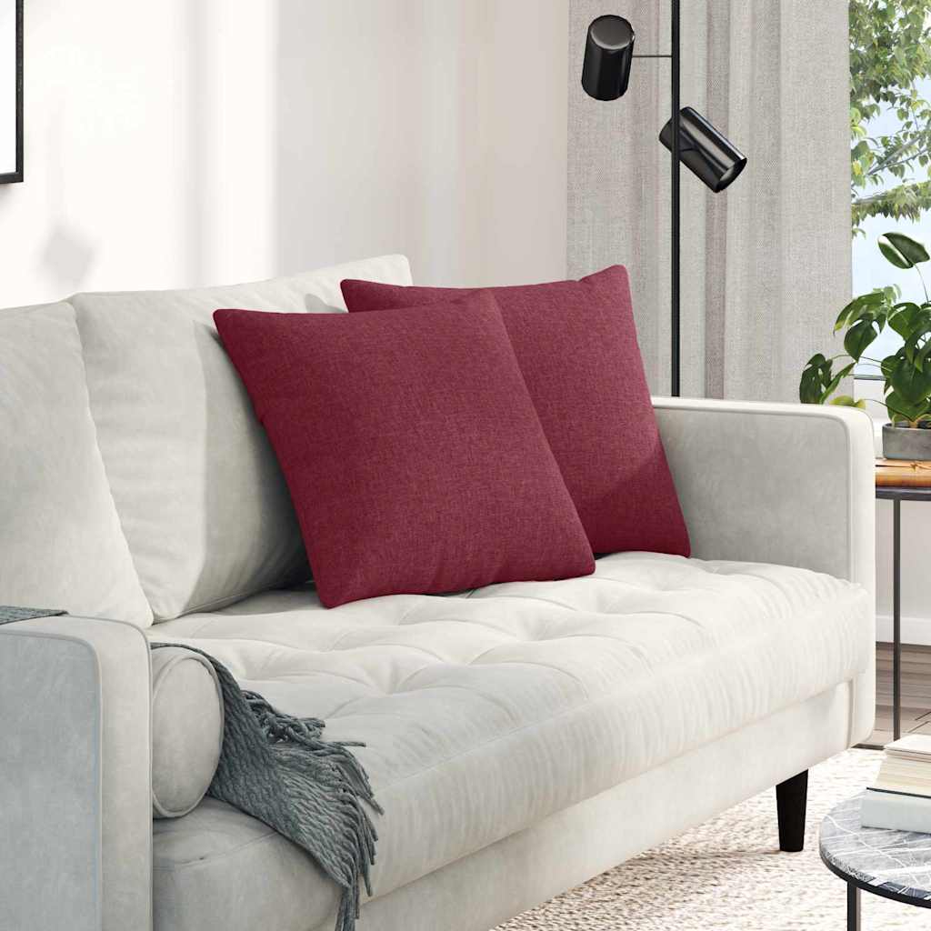 VidaXL coussins de canapé 2 pcs vin rouge 45 x 45 cm tissu