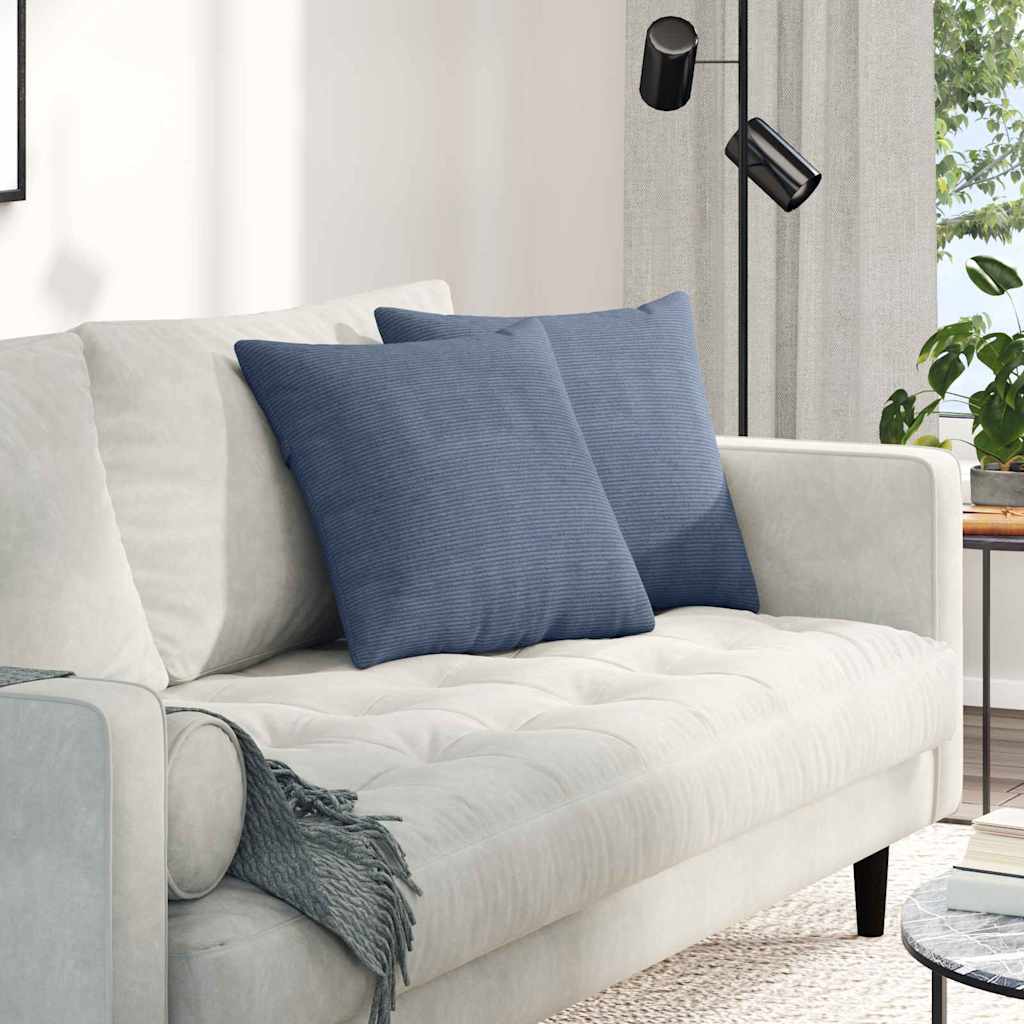 VidaXL coussins de canapé 2 pièces bleu 45 x 45 cm tissu corde