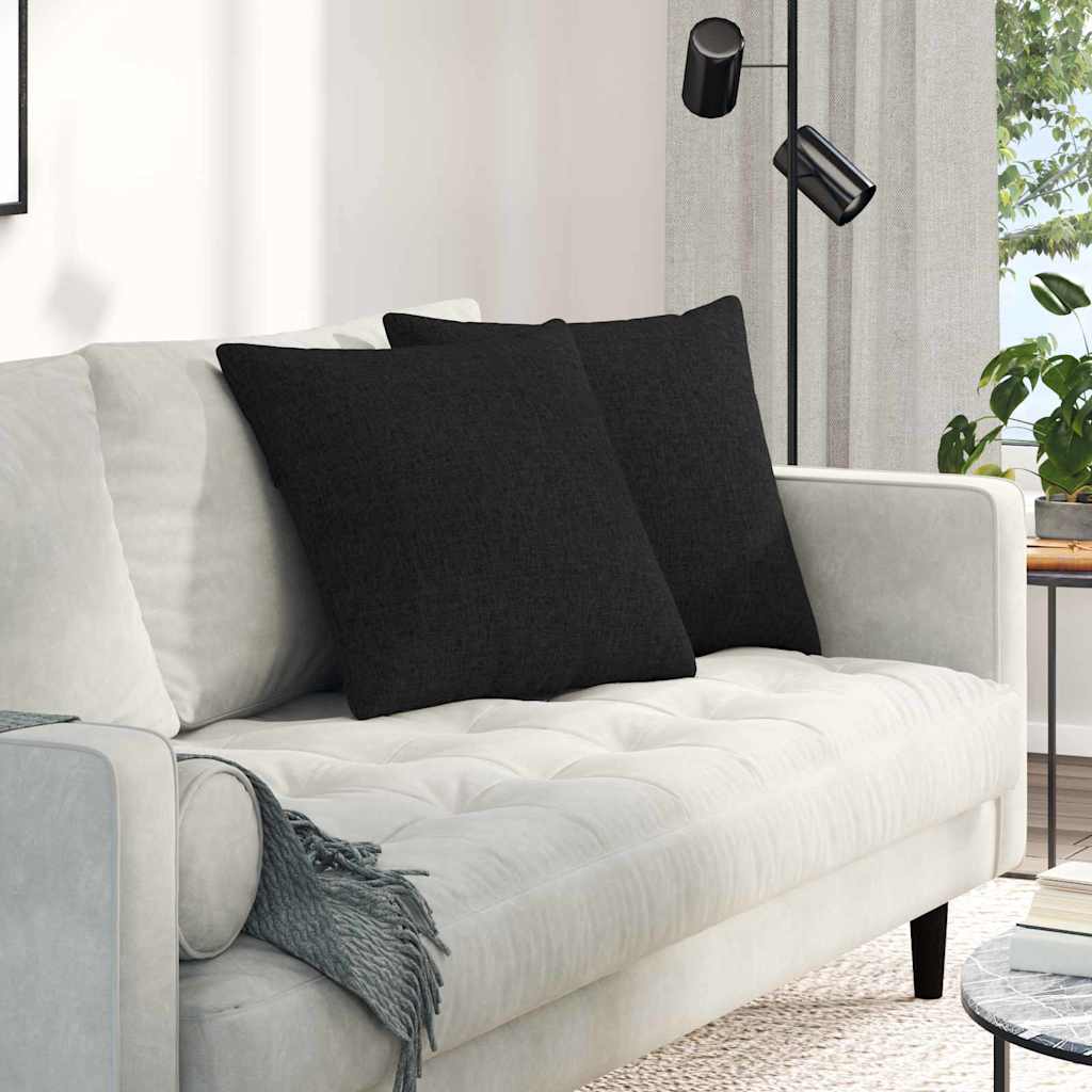 VidaXL coussins de canapé 2 pcs noir 50 x 50 cm tissu