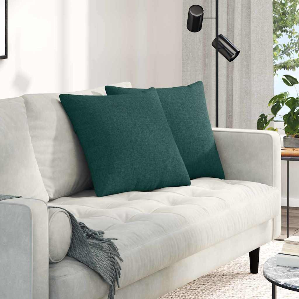 VidaXL coussins de canapé 2 pcs tissu vert foncé 50 x 50 cm