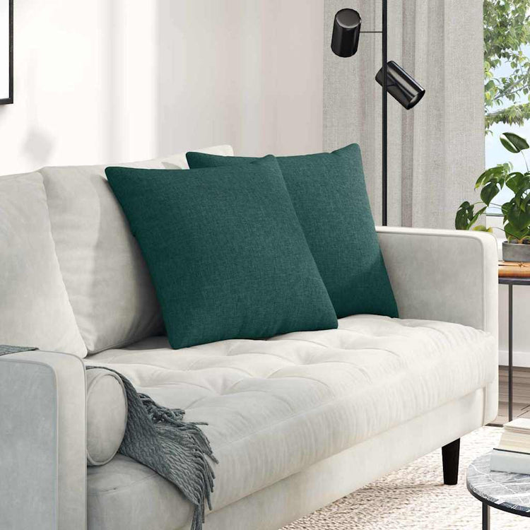 VidaXL coussins de canapé 2 pcs tissu vert foncé 50 x 50 cm