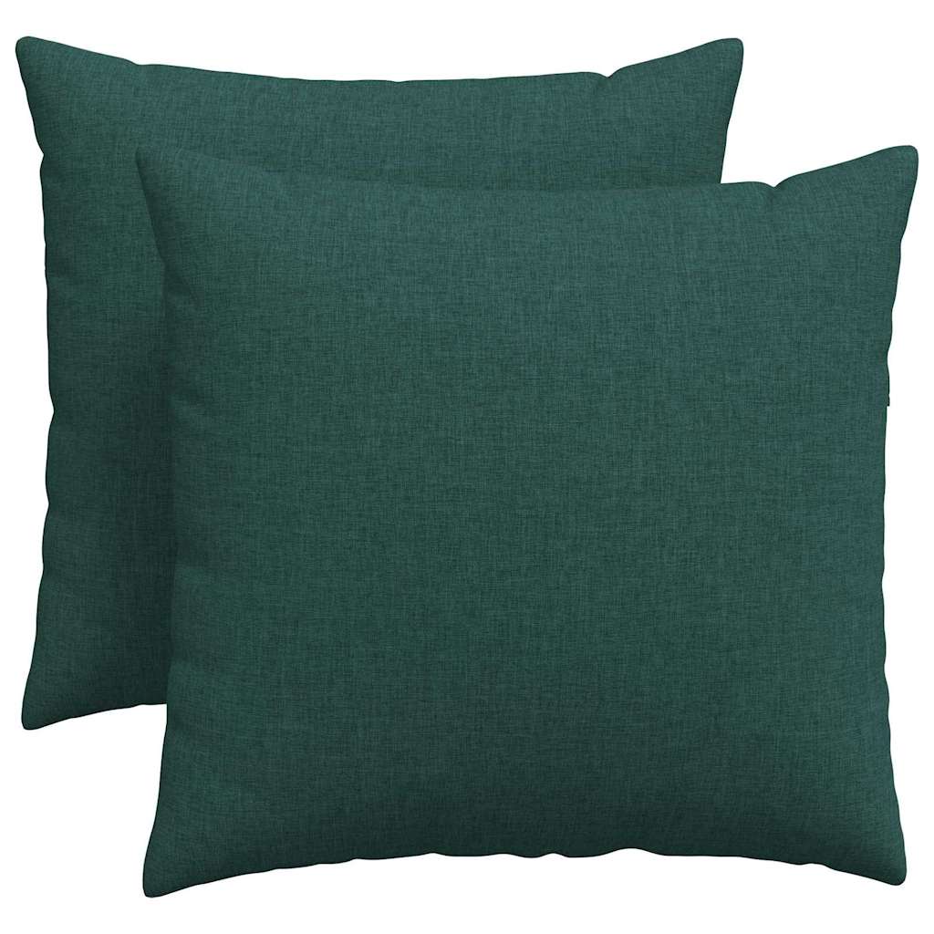 VidaXL coussins de canapé 2 pcs tissu vert foncé 50 x 50 cm