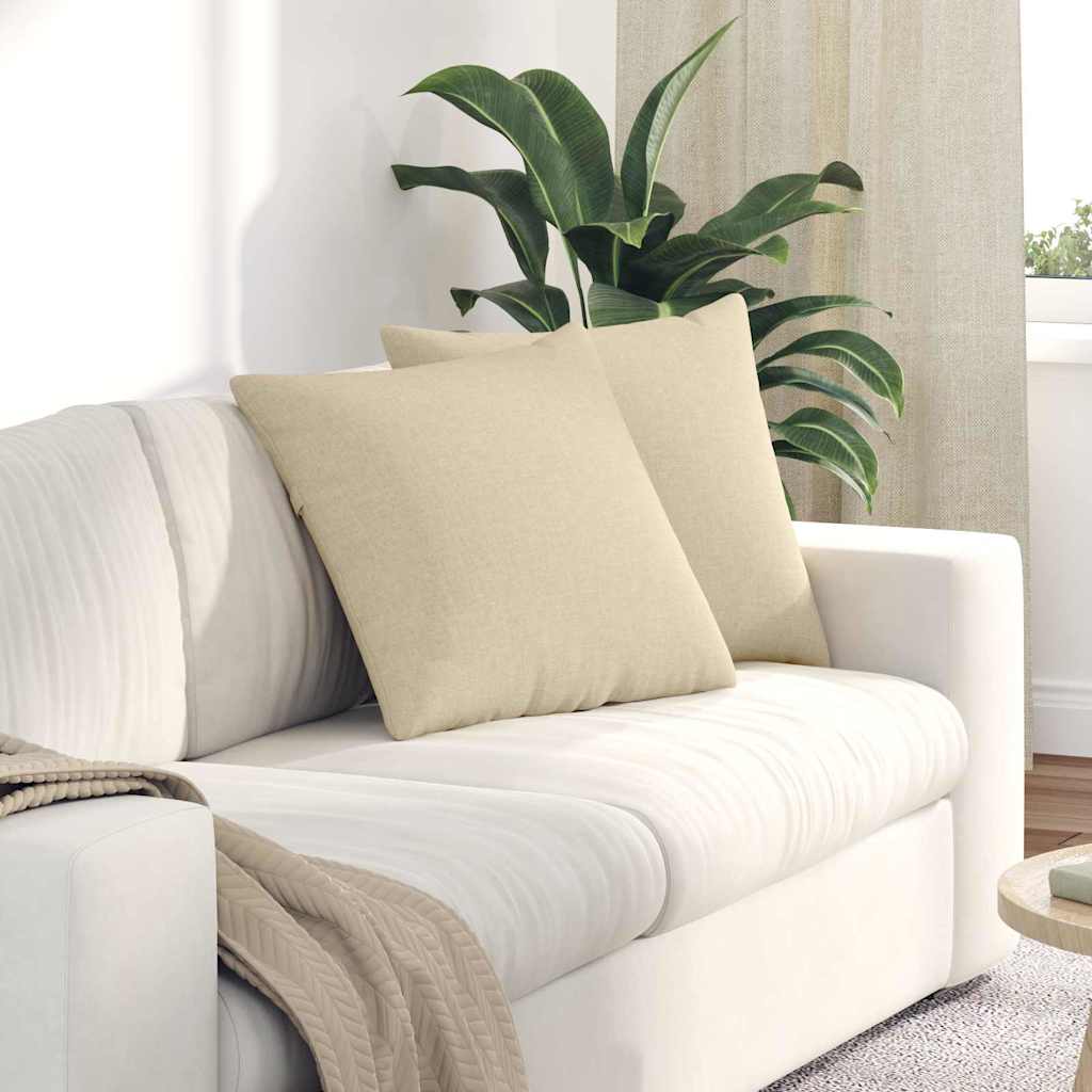 VidaXL coussins de canapé 2 pcs crème 50 x 50 cm tissu