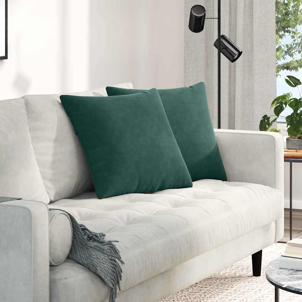 VidaXL coussins de canapé 2 pièces tissu corde vert foncé 50 x 50 cm