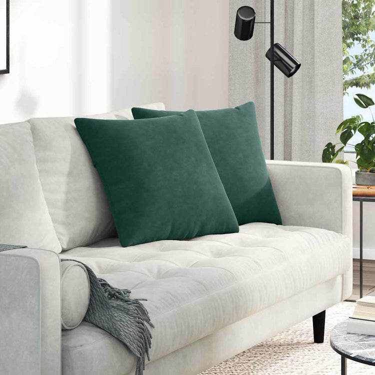VidaXL coussins de canapé 2 pièces tissu corde vert foncé 50 x 50 cm