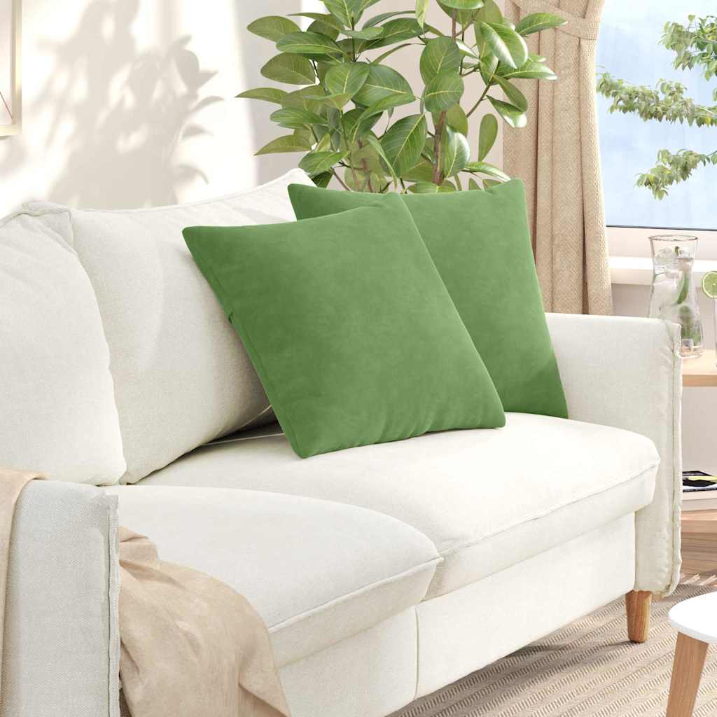 VidaXL coussins de canapé 2 pièces tissu corde vert clair 50 x 50 cm