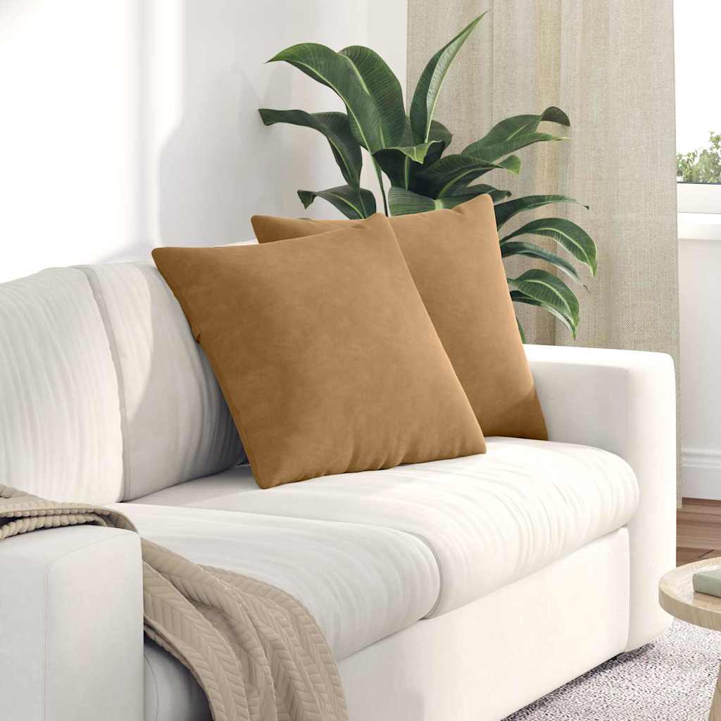 VidaXL coussins de canapé 2 pièces marron 50 x 50 cm tissu corde