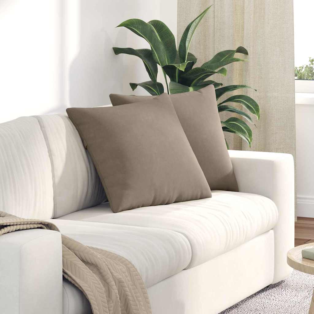 VidaXL coussins de canapé 2 pièces taupe 50 x 50 cm tissu