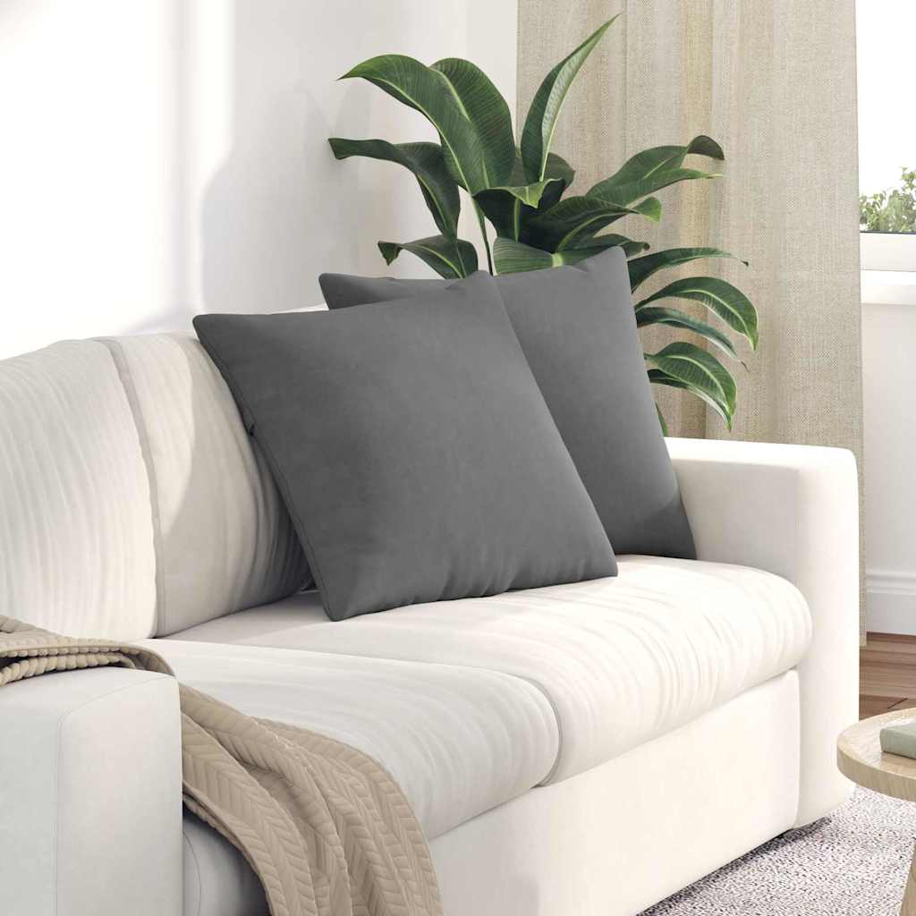 VidaXL coussins de canapé 2 pièces tissu gris foncé 50 x 50 cm